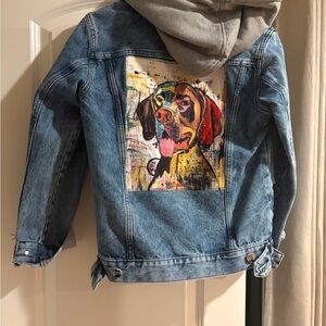 Woman Denim Jacket with Dog Print